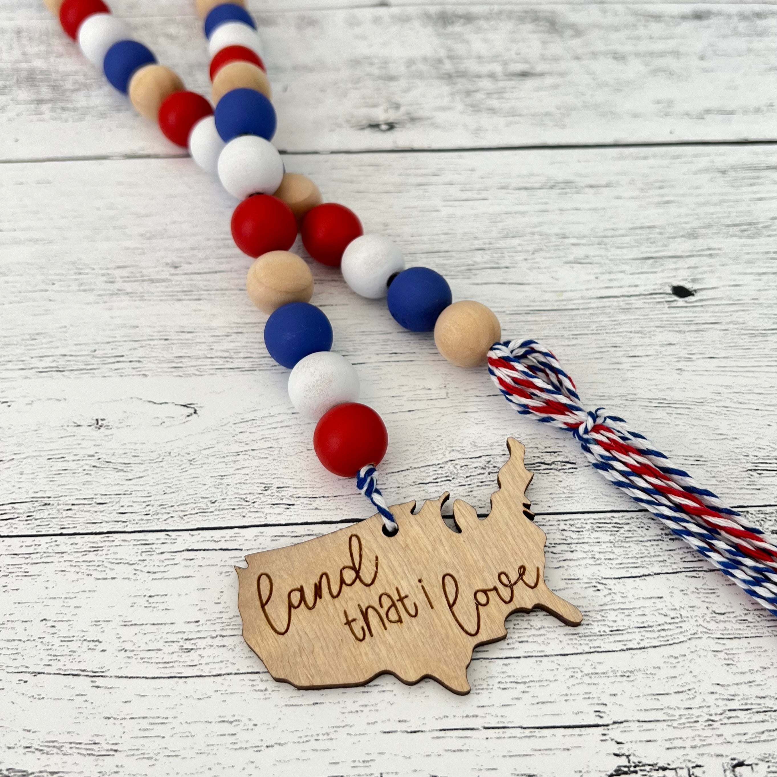 Fourth of July Themed Wooden Bead Garland