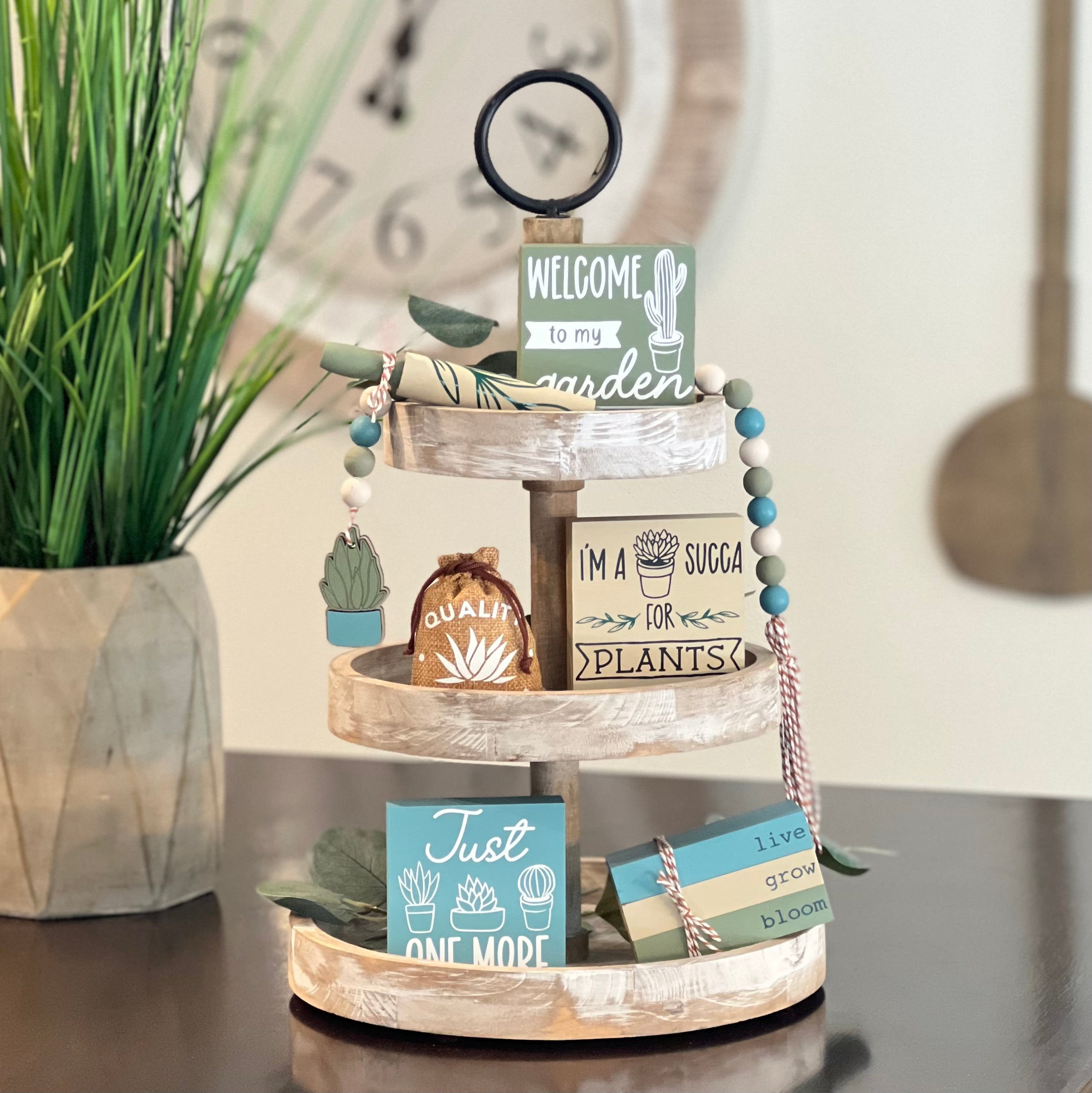 Plant/Succulent Themed Tiered Tray Decor Bundle