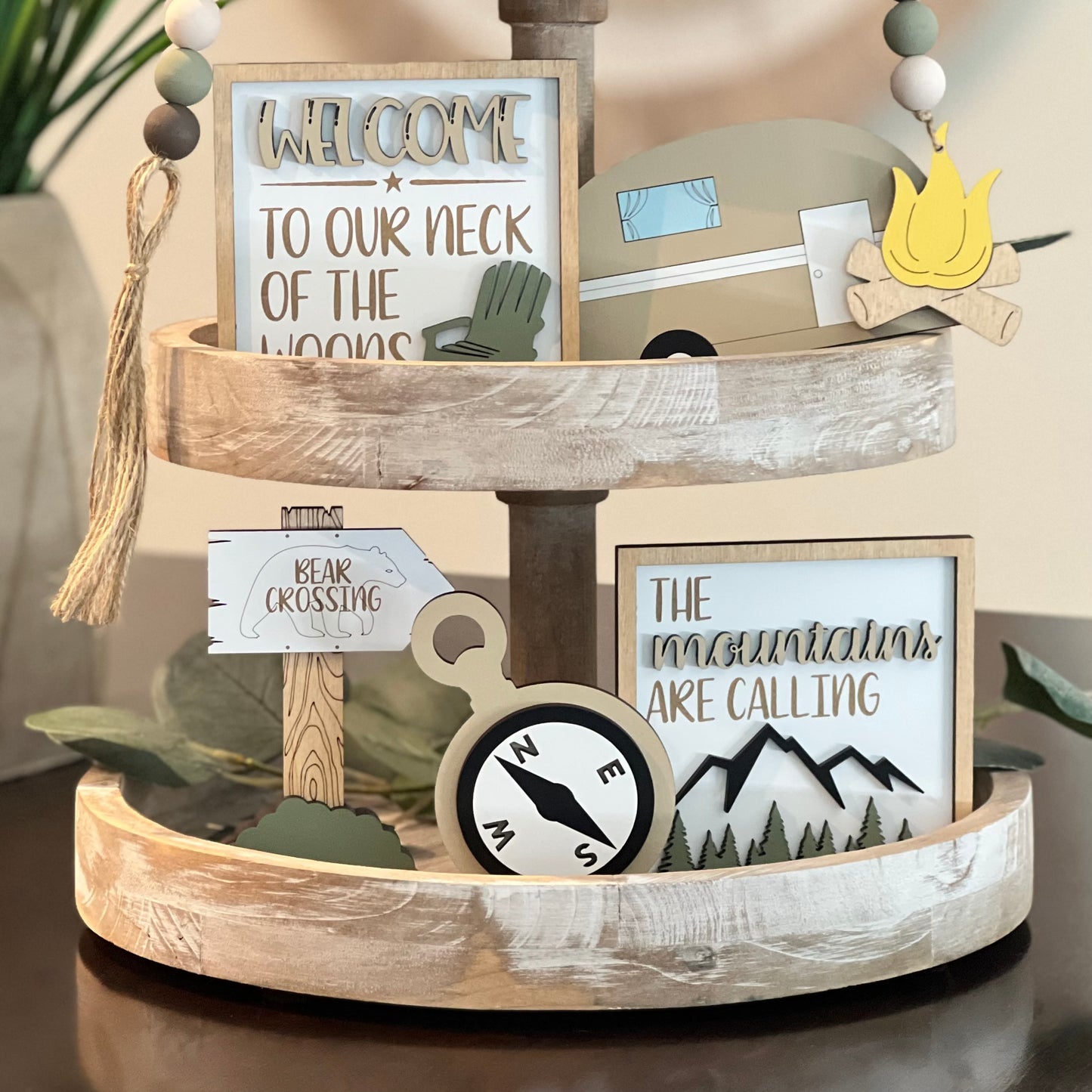 Camping Themed Tiered Tray Decor Bundle