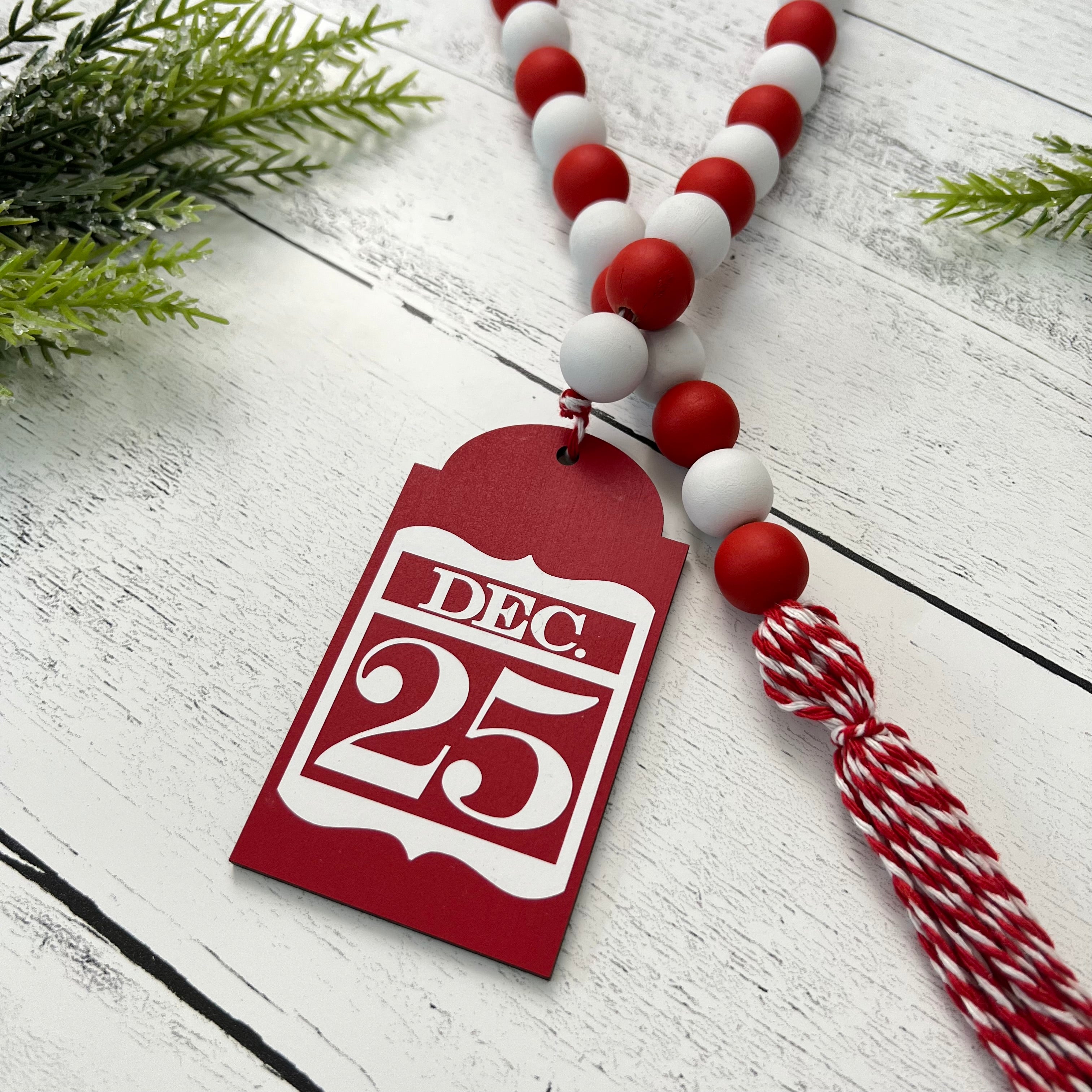 Christmas Themed Wooden Bead Garland