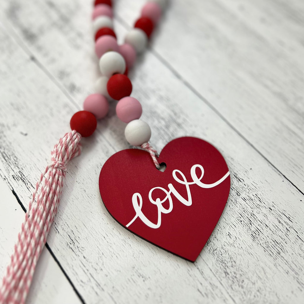 Valentine's Day Themed Wooden Bead Garland