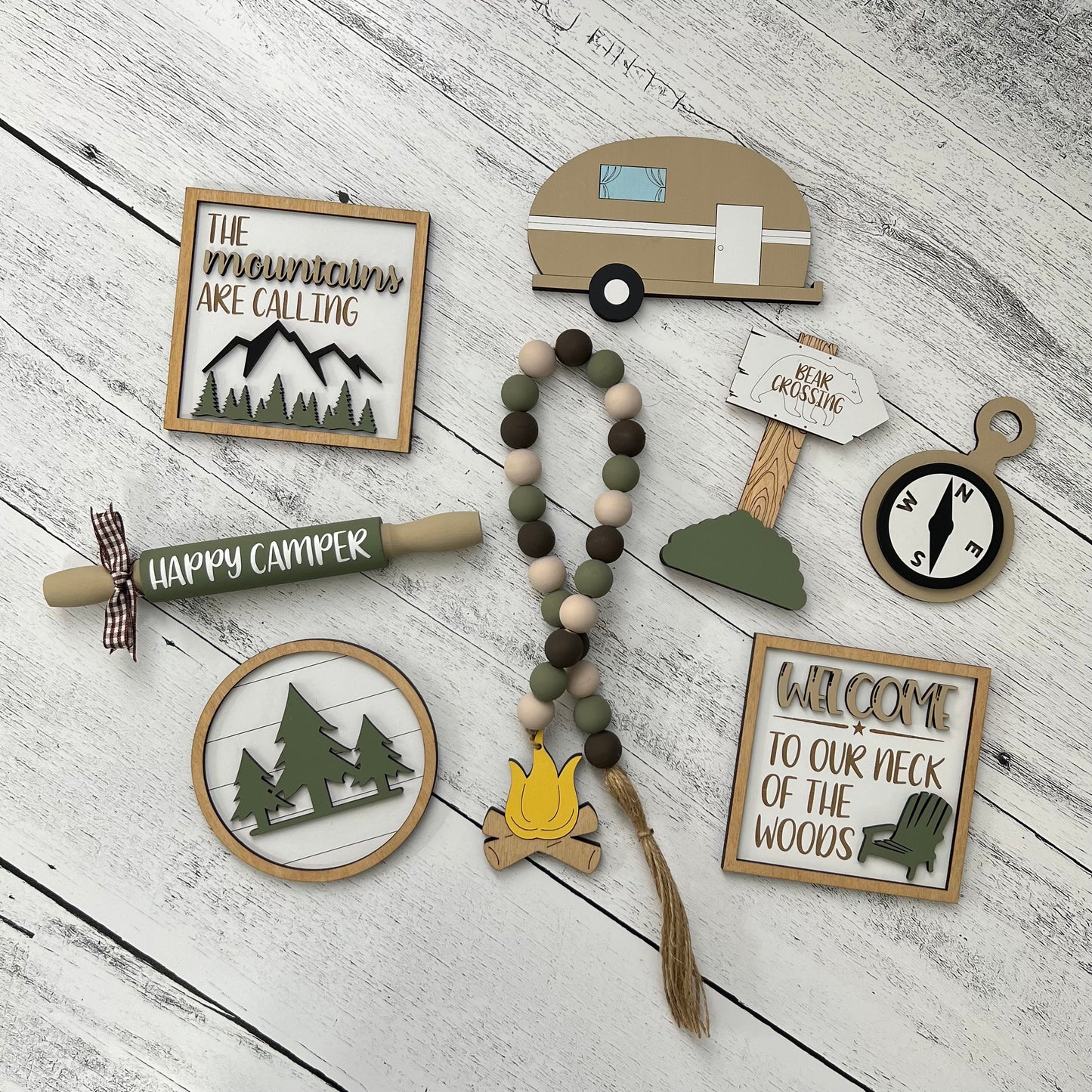 Camping Themed Tiered Tray Decor Bundle