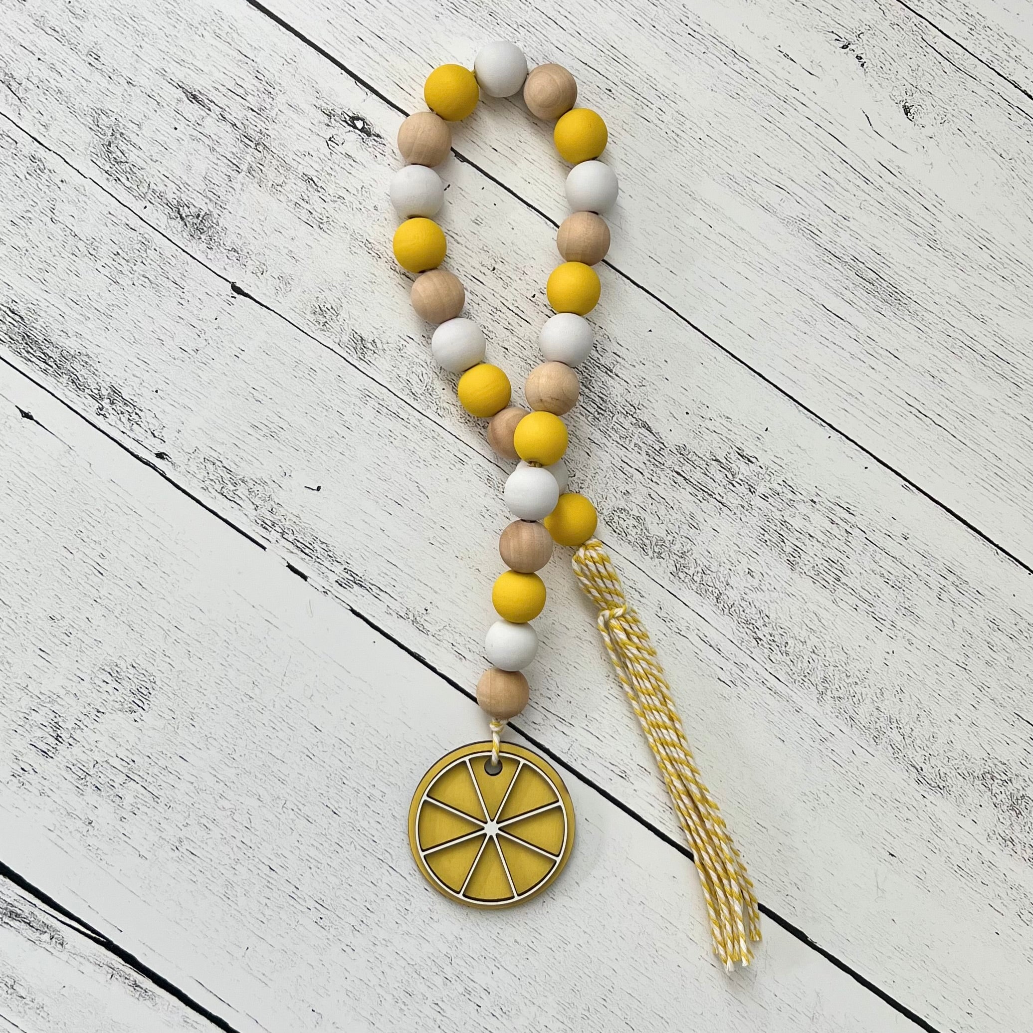 Lemon Themed Wooden Bead Garland