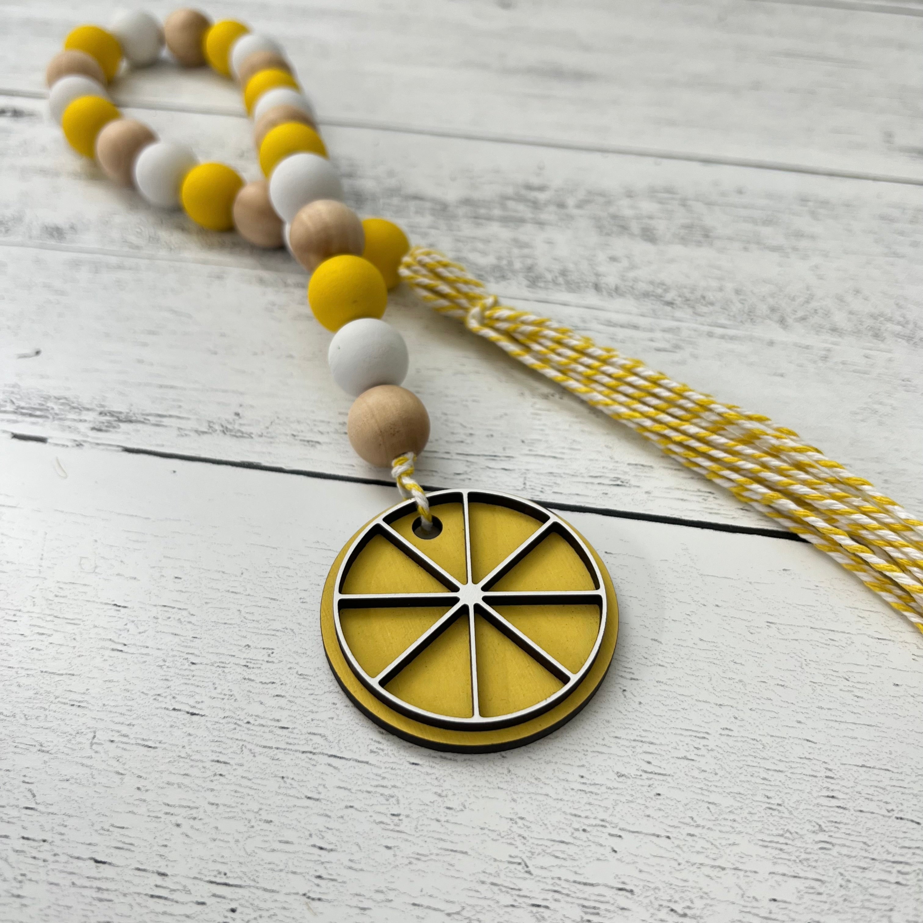 Lemon Themed Wooden Bead Garland