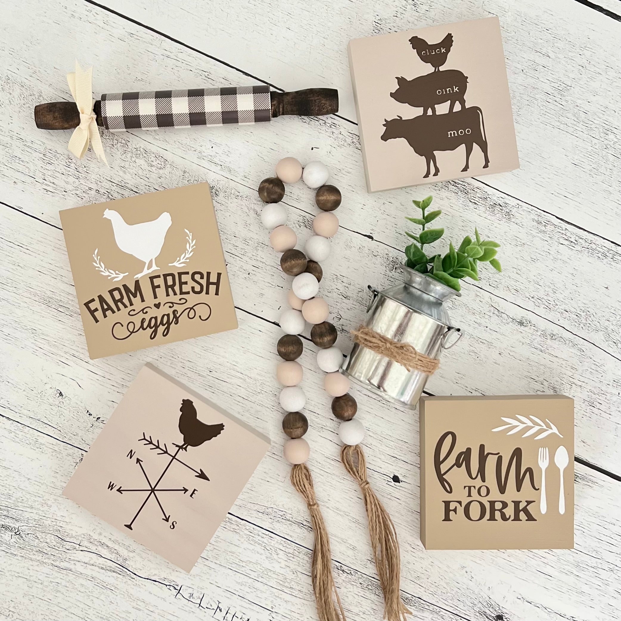 Farmhouse Tiered Tray Decor Bundle