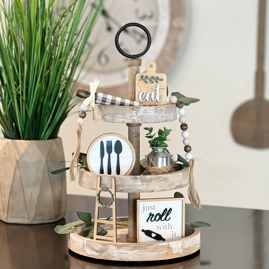 Kitchen Themed Tiered Tray Decor Bundle