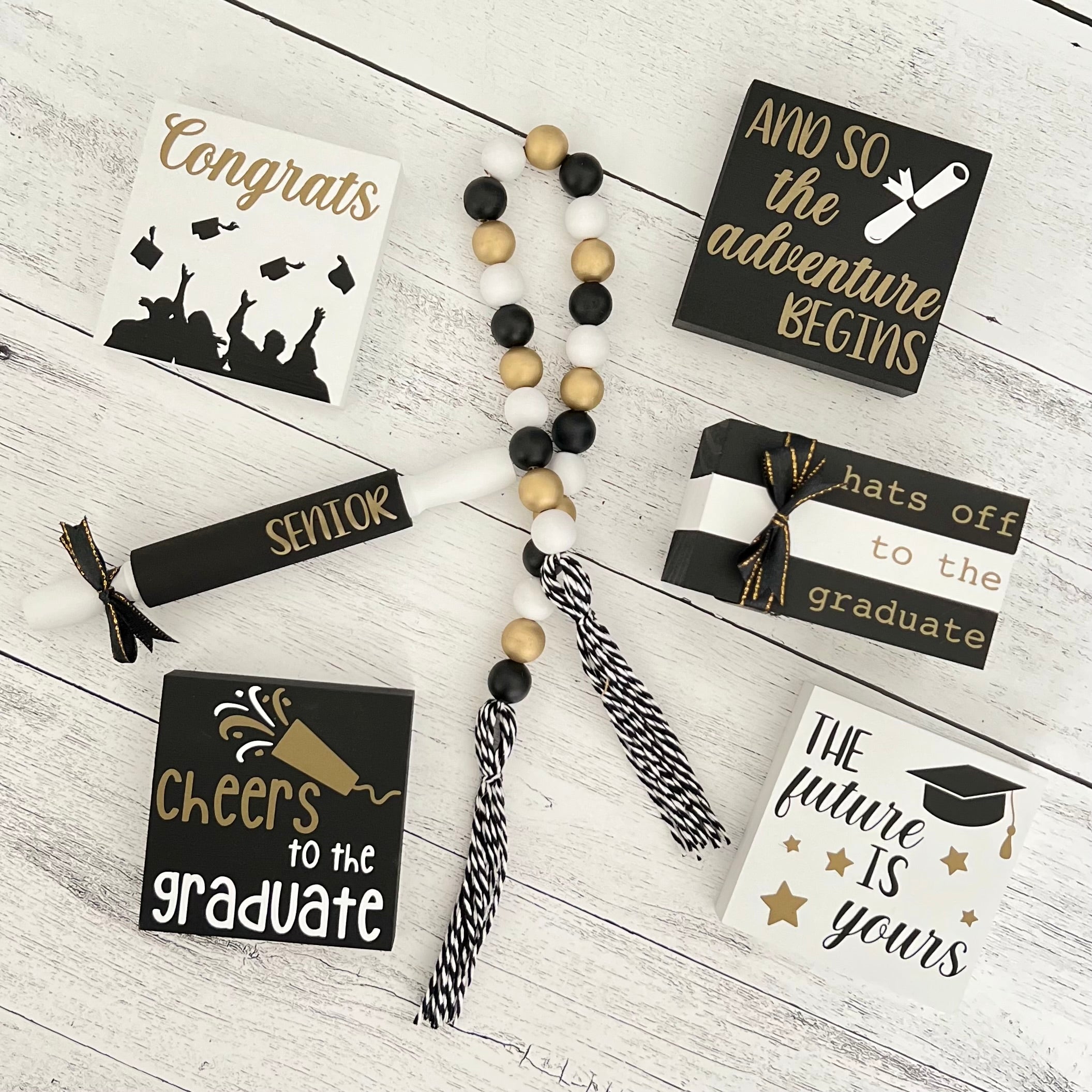 Graduation Themed Tiered Tray Decor Bundle