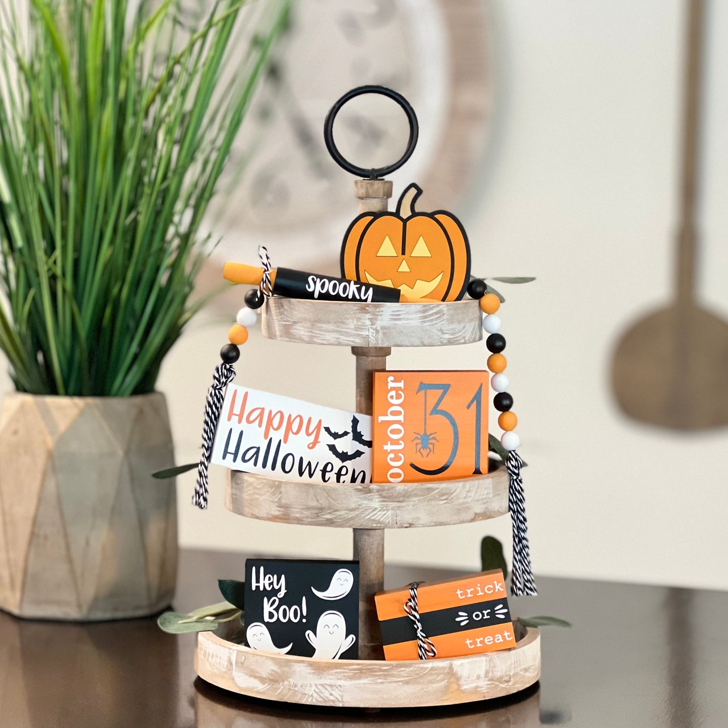 Classic Halloween Themed Tiered Tray Decor Bundle