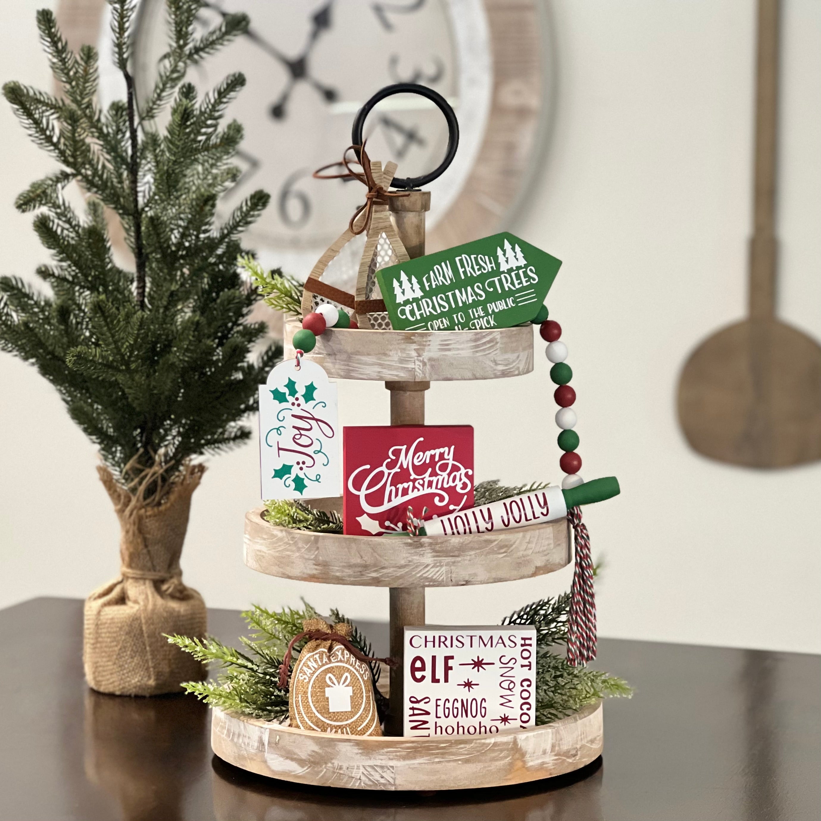 Classic Christmas Themed Wooden Bead Garland