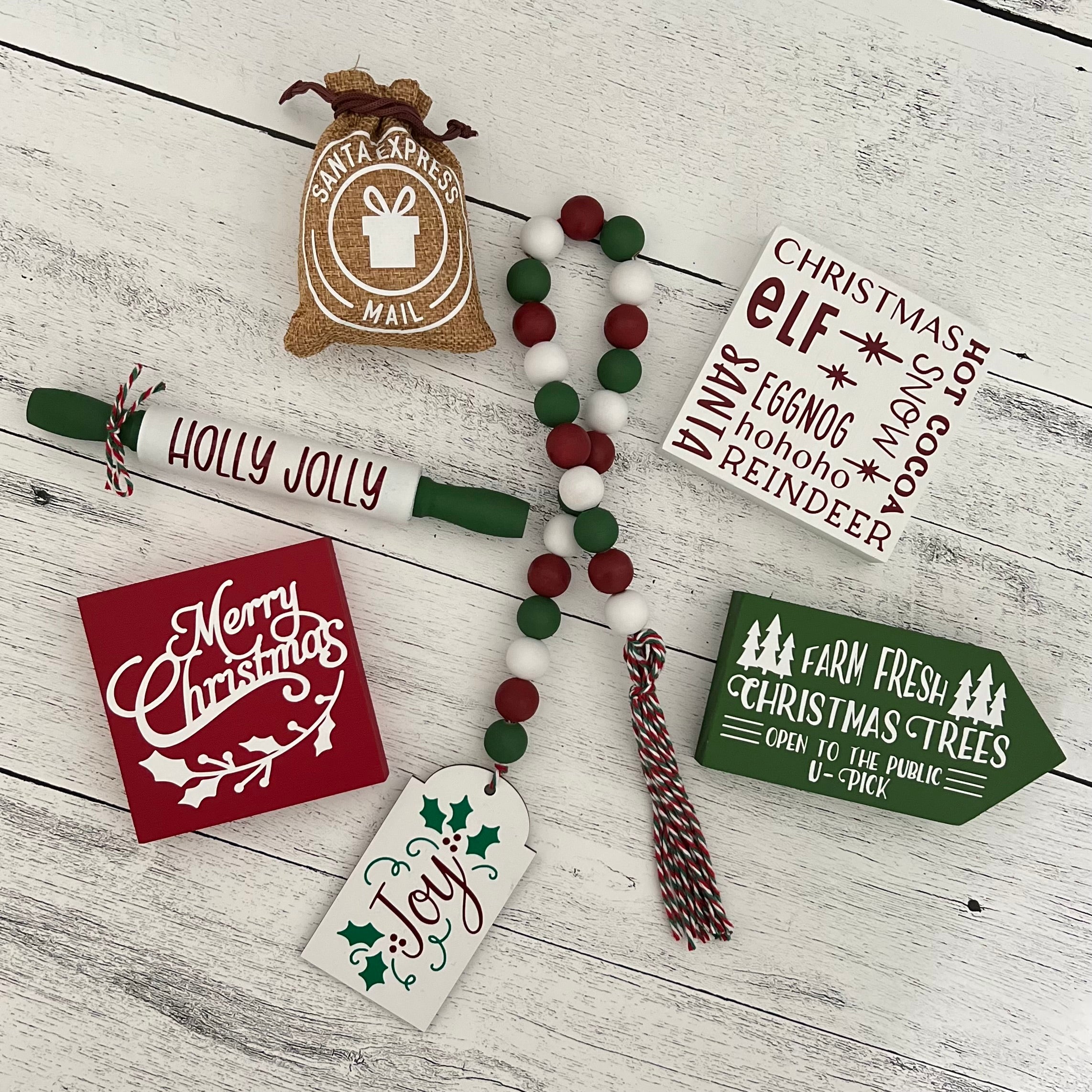 Classic Christmas Themed Tiered Tray Decor Bundle