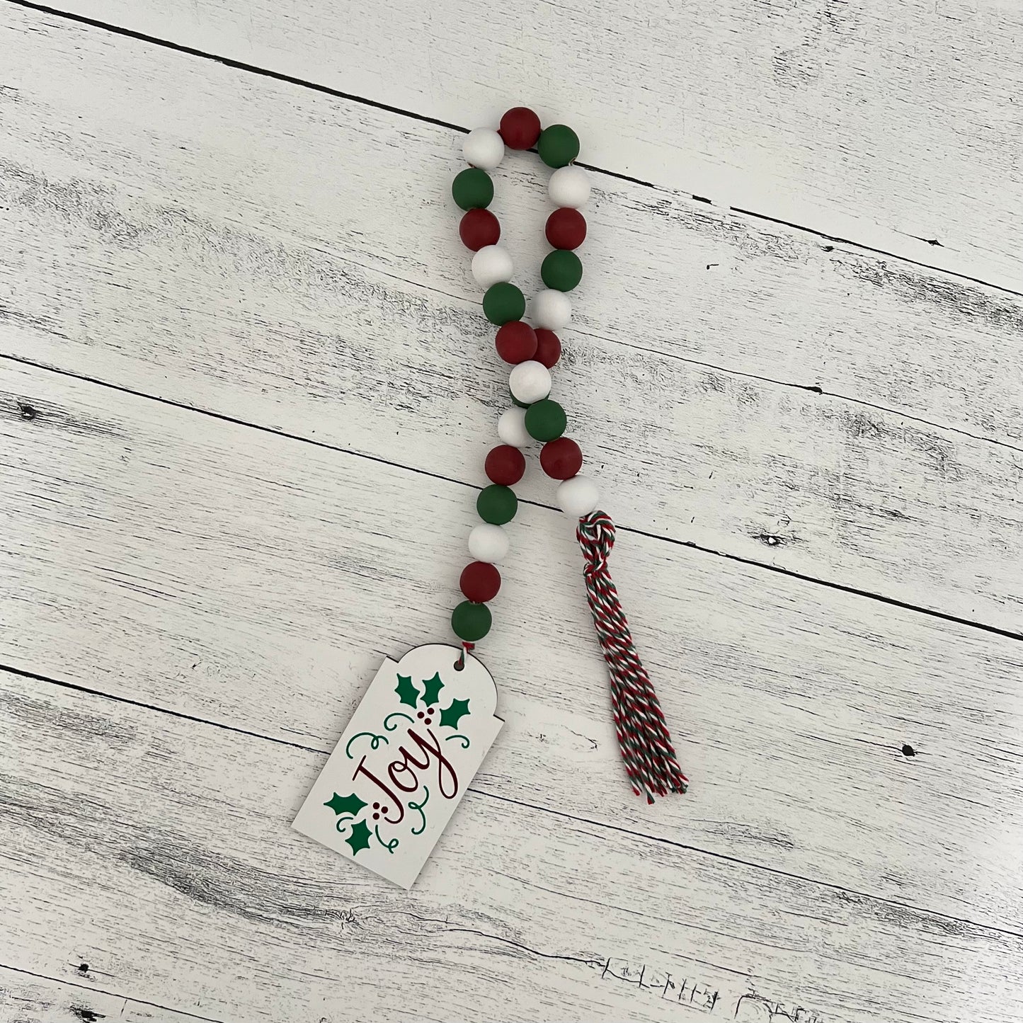 Classic Christmas Themed Wooden Bead Garland