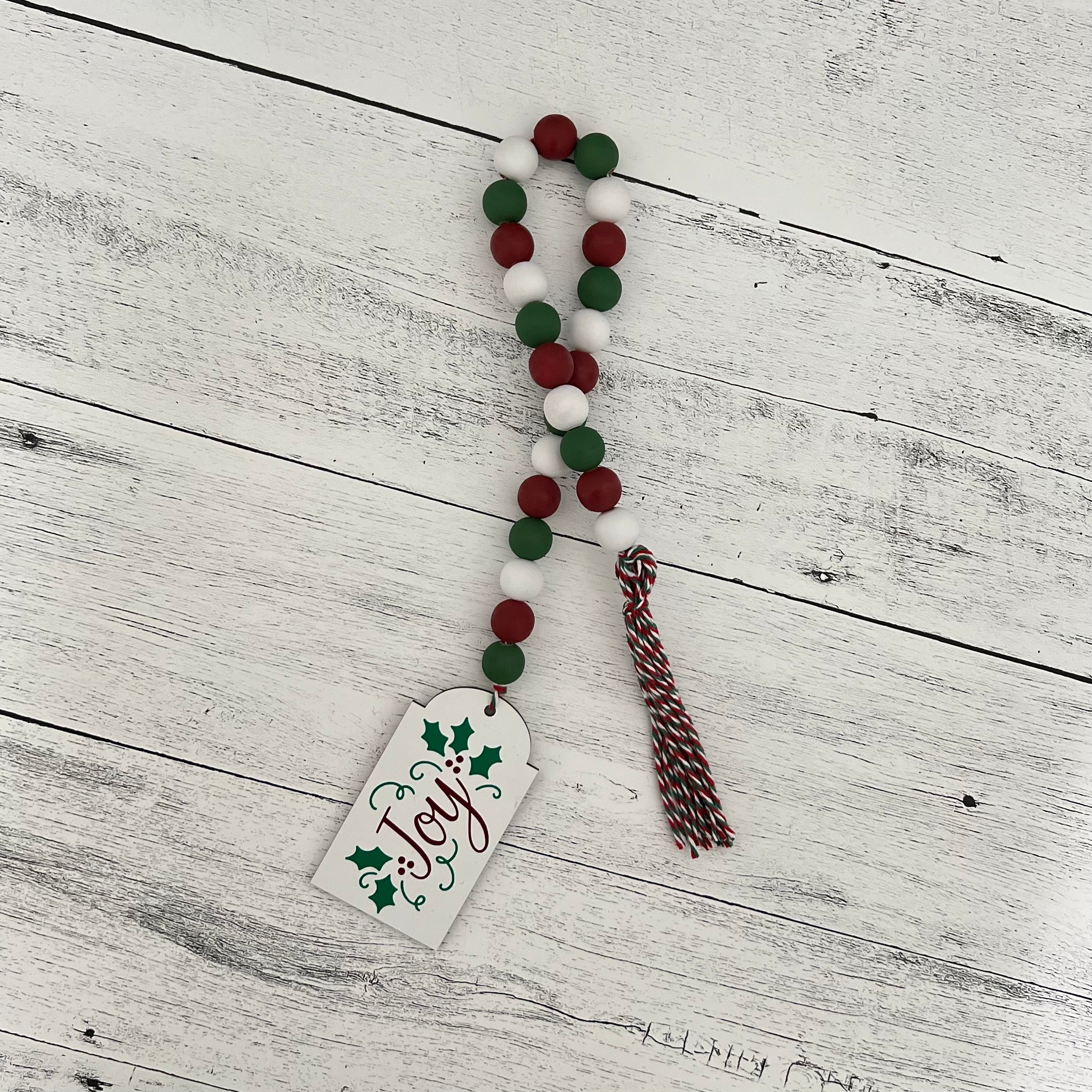 Classic Christmas Themed Wooden Bead Garland