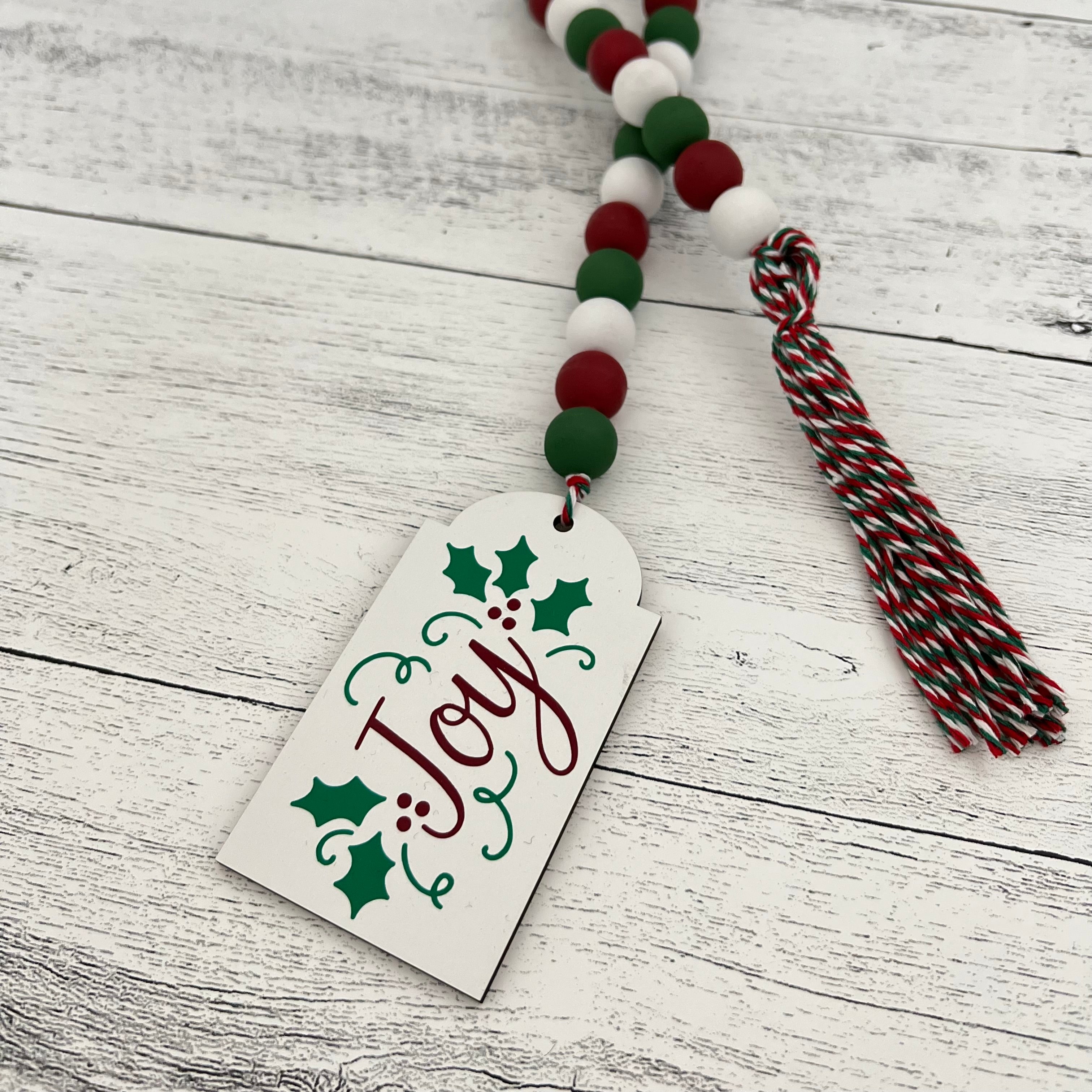 Classic Christmas Themed Wooden Bead Garland