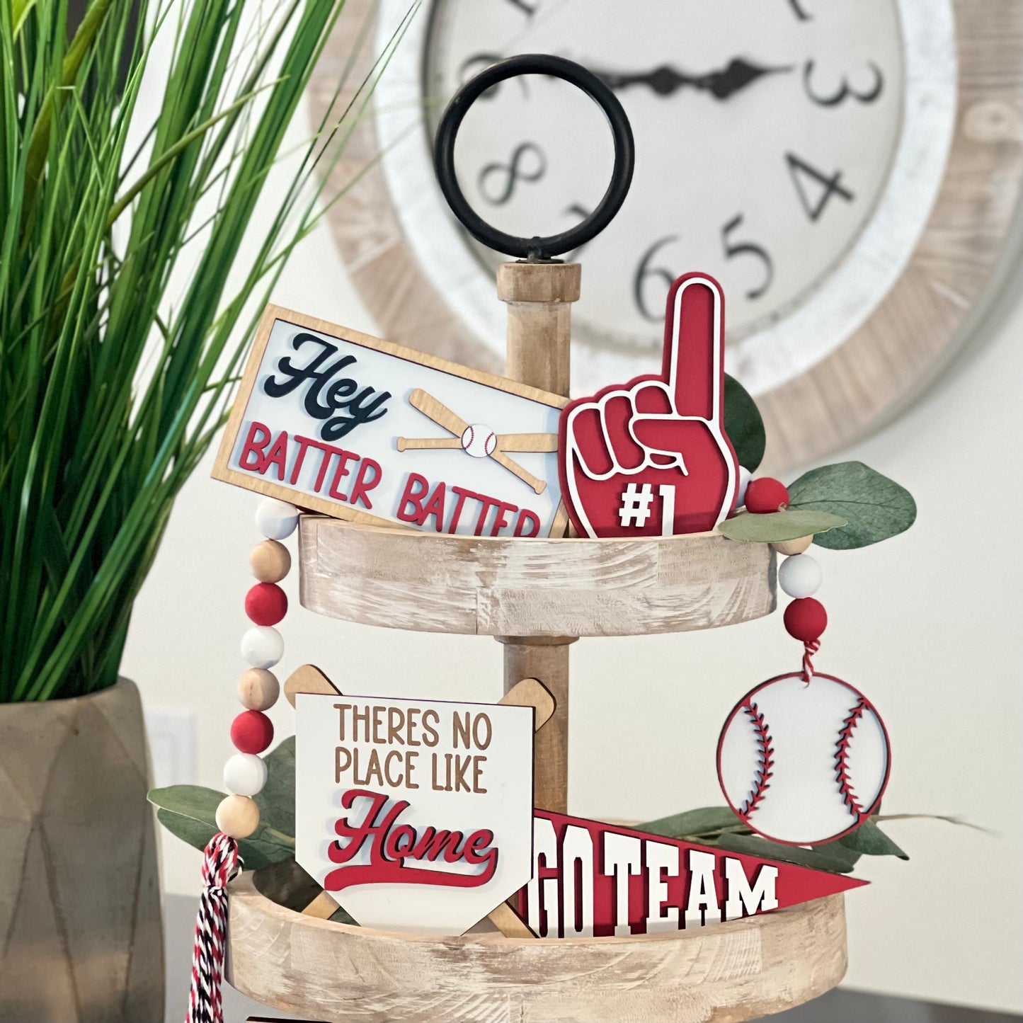 Baseball Themed Tiered Tray Decor Bundle