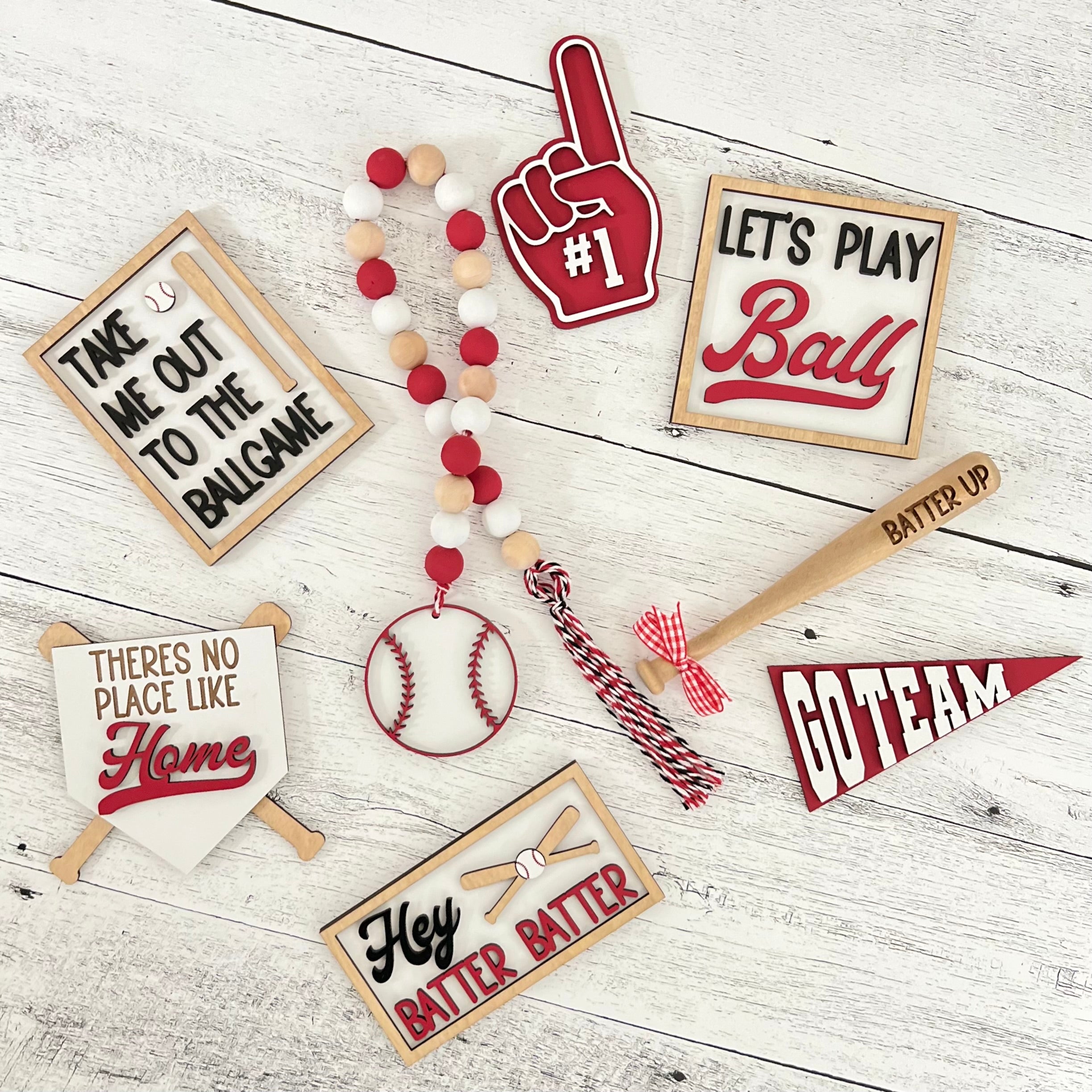 Baseball Themed Tiered Tray Decor Bundle