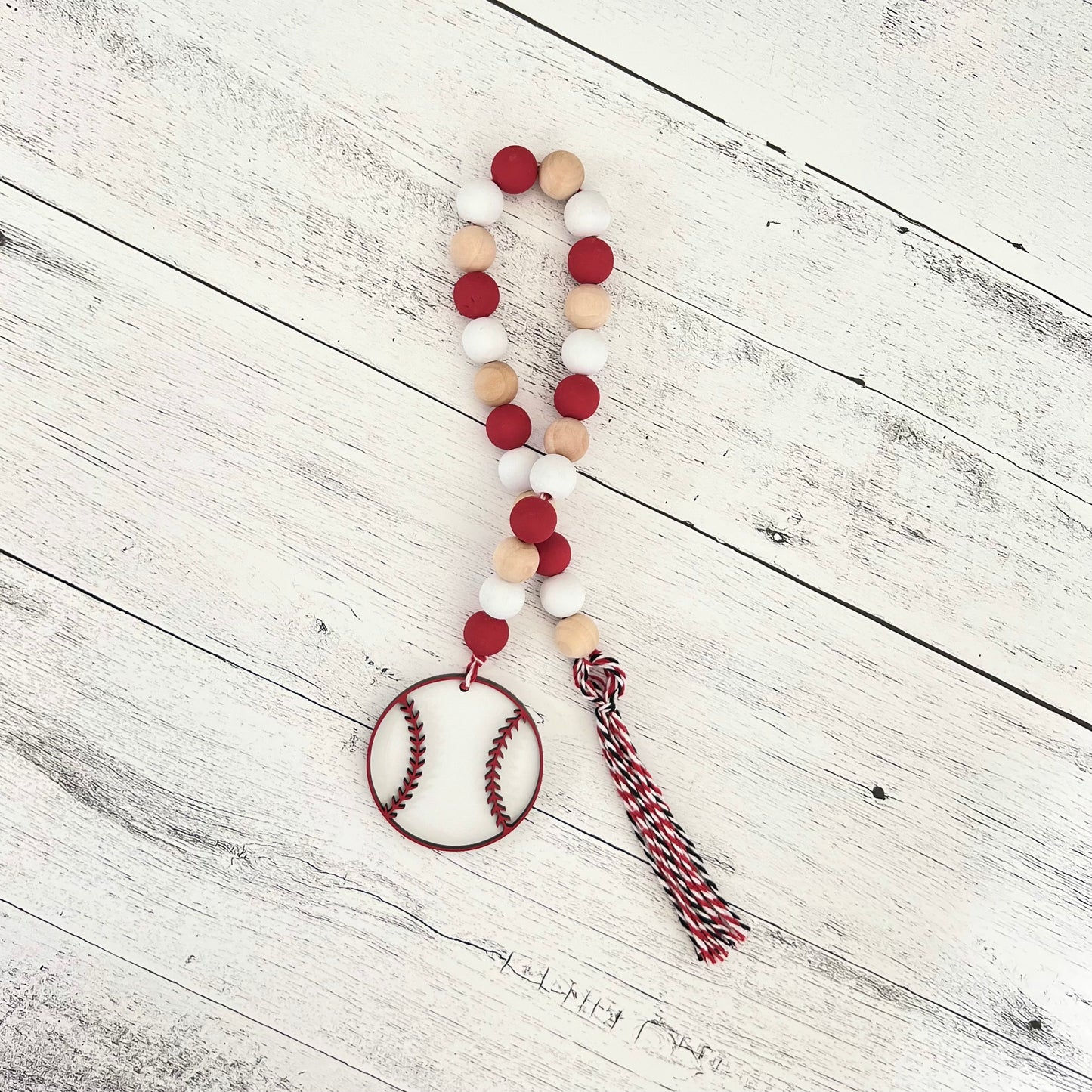 Baseball Wooden Bead Garland