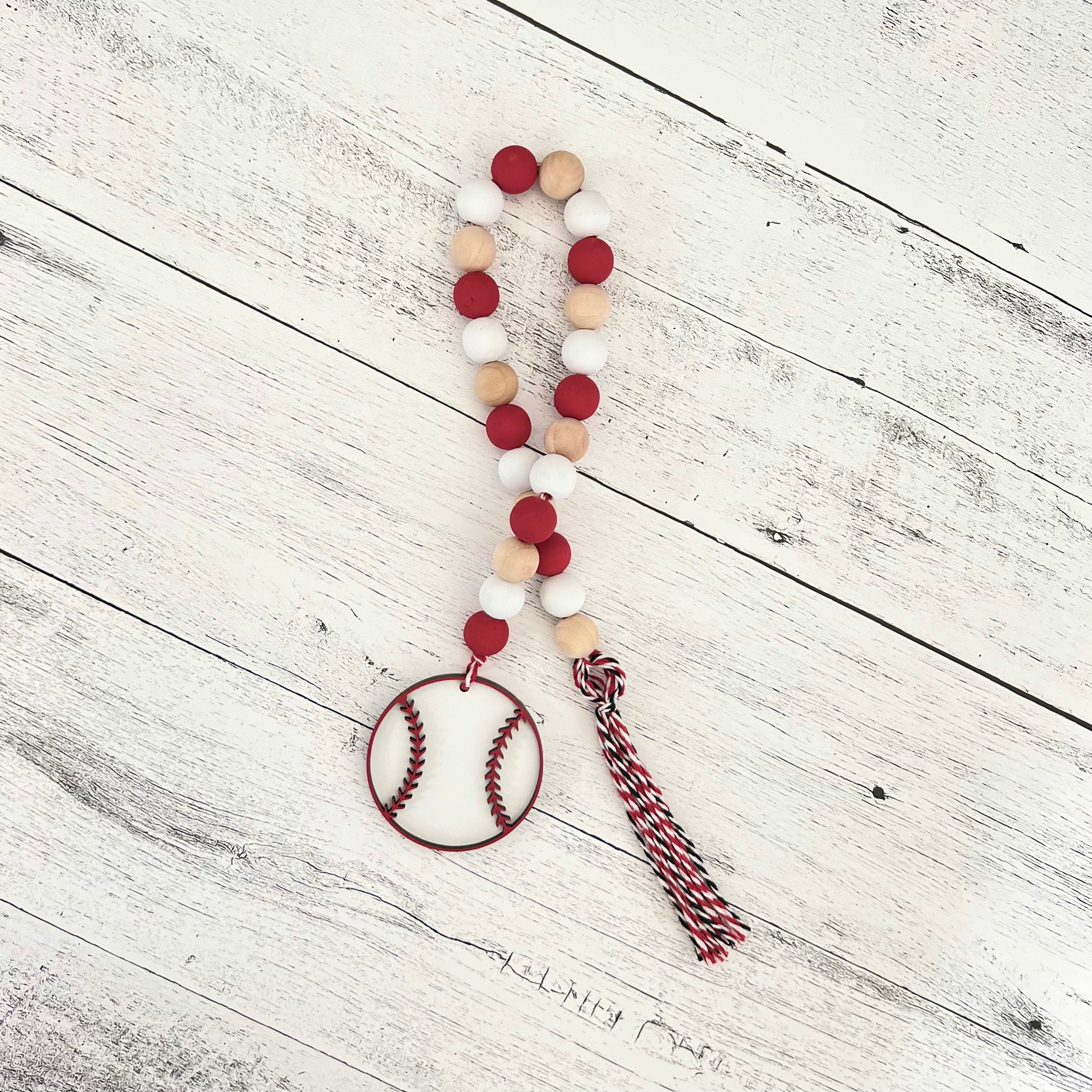 Baseball Wooden Bead Garland