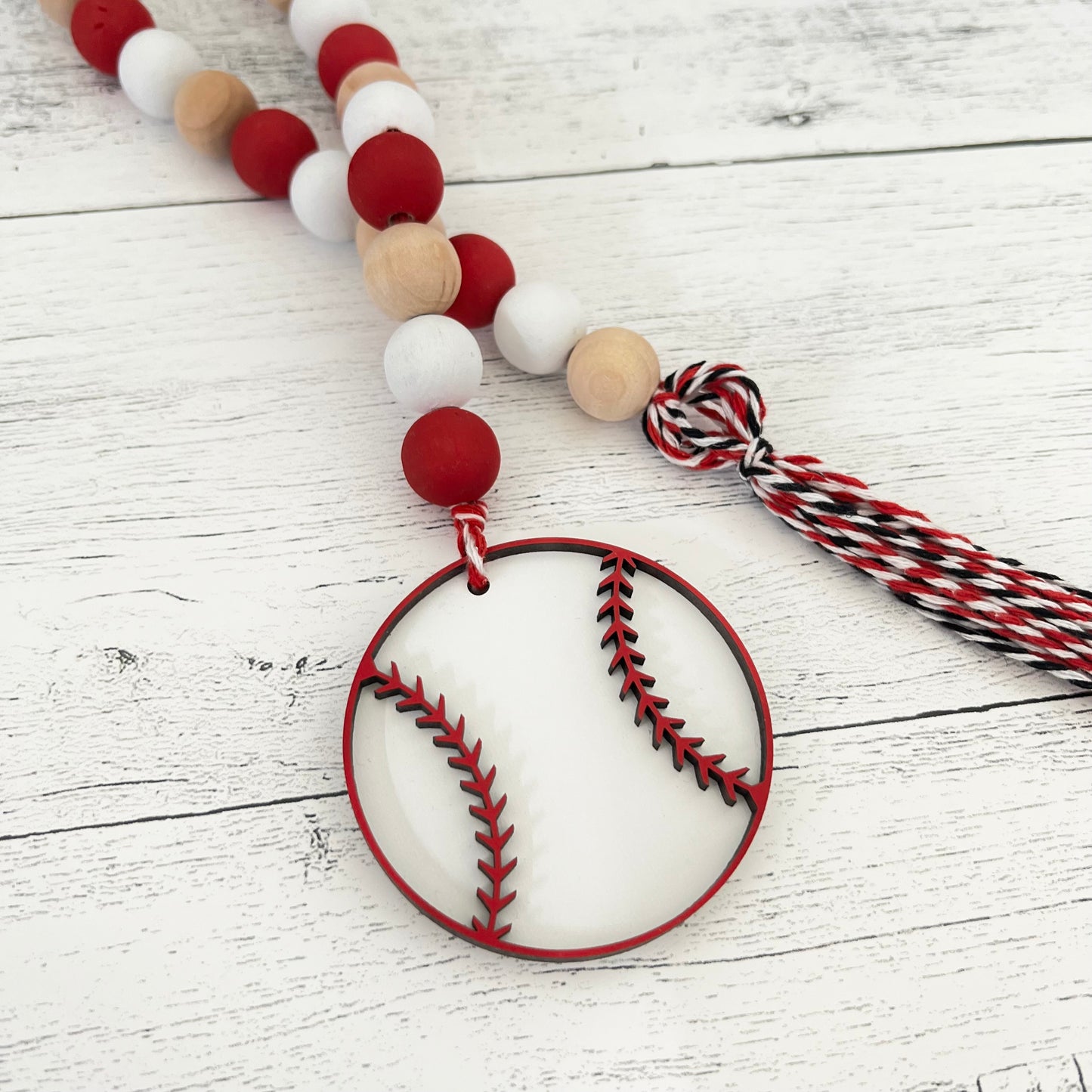 Baseball Wooden Bead Garland