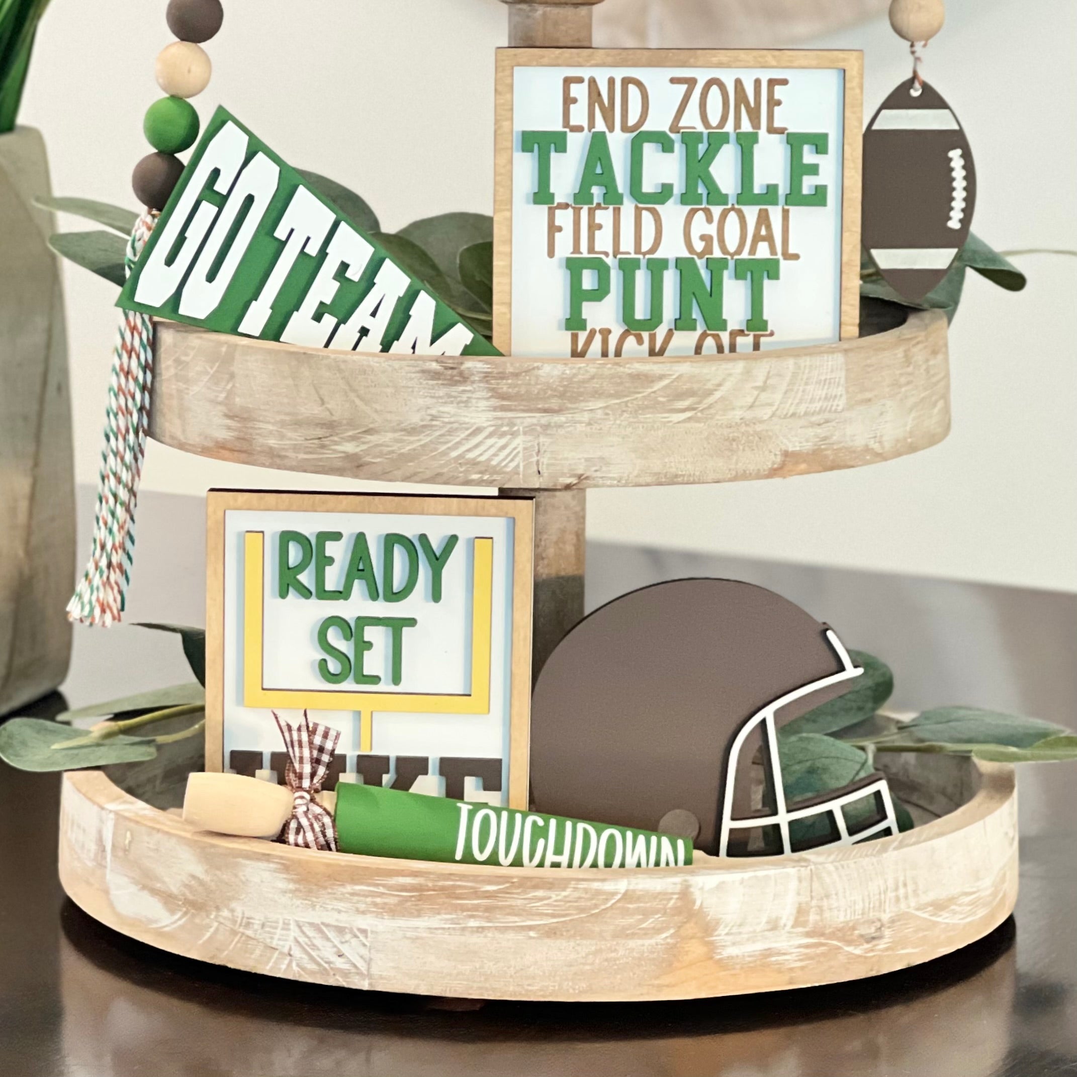 Football Themed Tiered Tray Decor Bundle