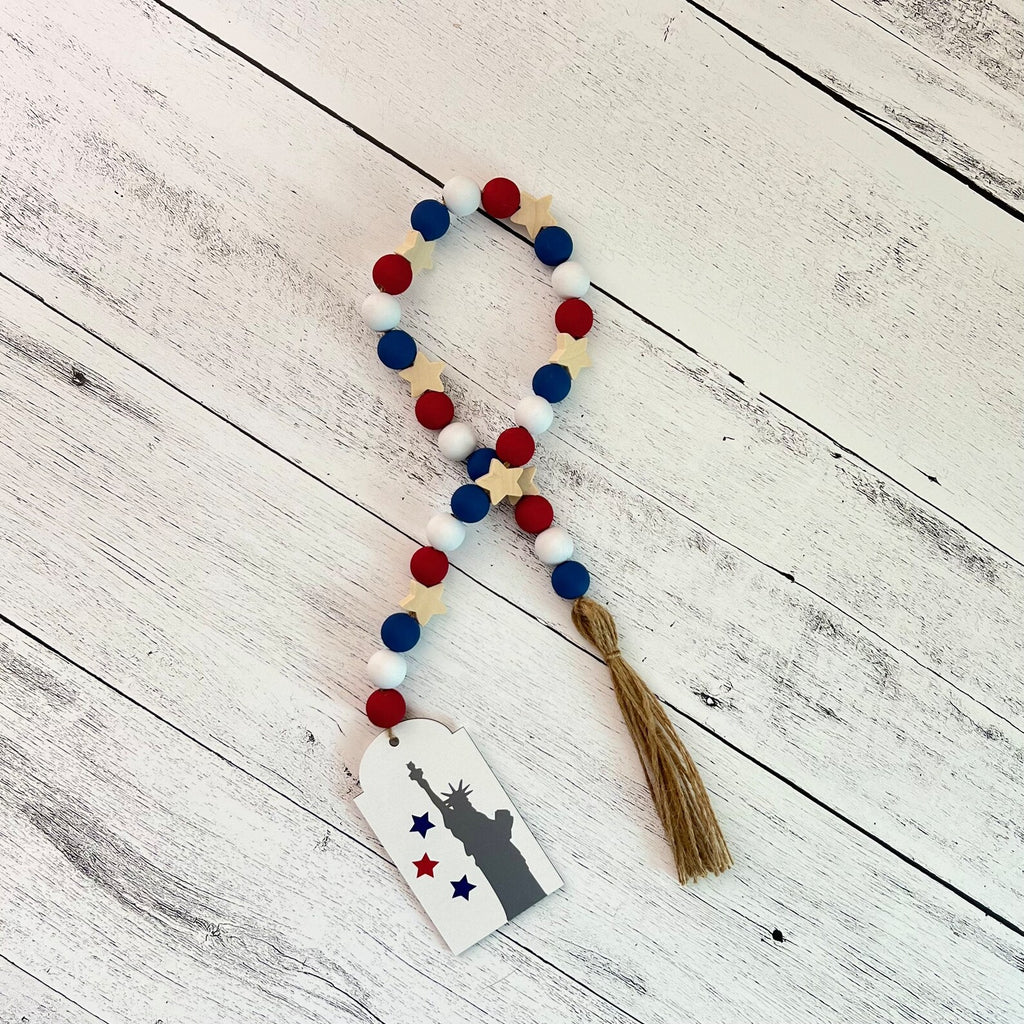 4th Of July Wooden Bead Garland