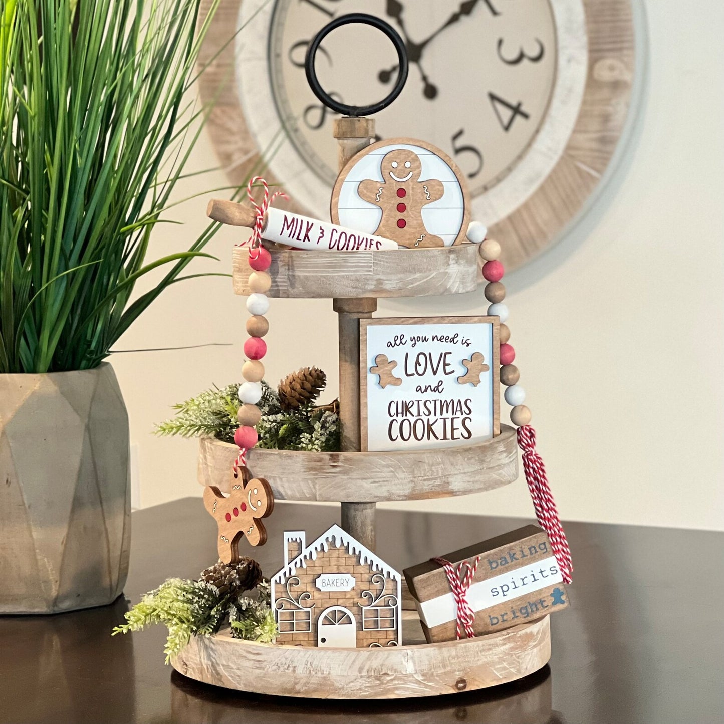 Gingerbread Themed Wooden Bead Garland