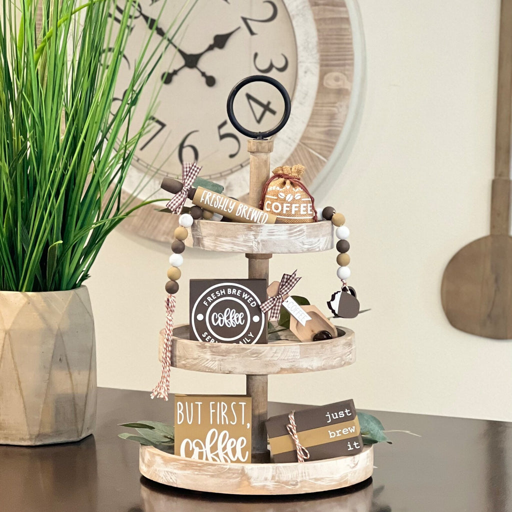 Coffee Themed Wooden Bead Garland