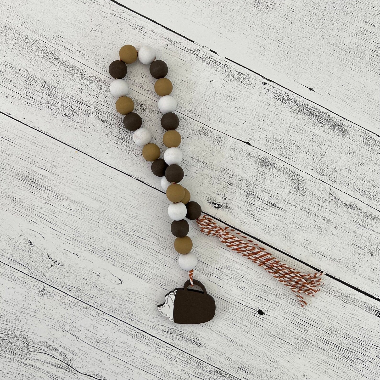 Coffee Themed Wooden Bead Garland