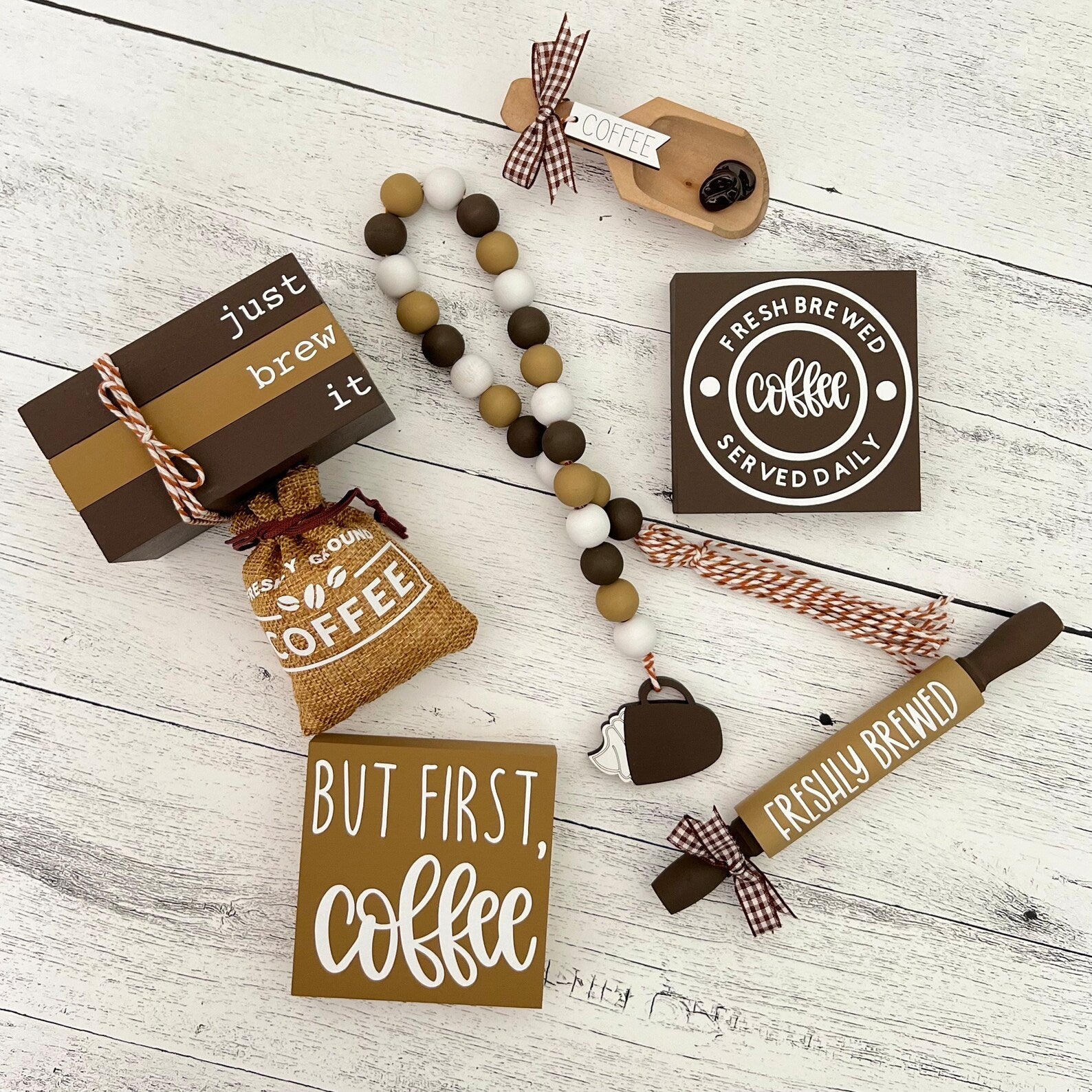 Coffee Themed Tier Tray Decor Bundle