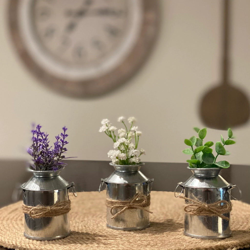 Mini Galvanized Metal Milk Can Floral Arrangement