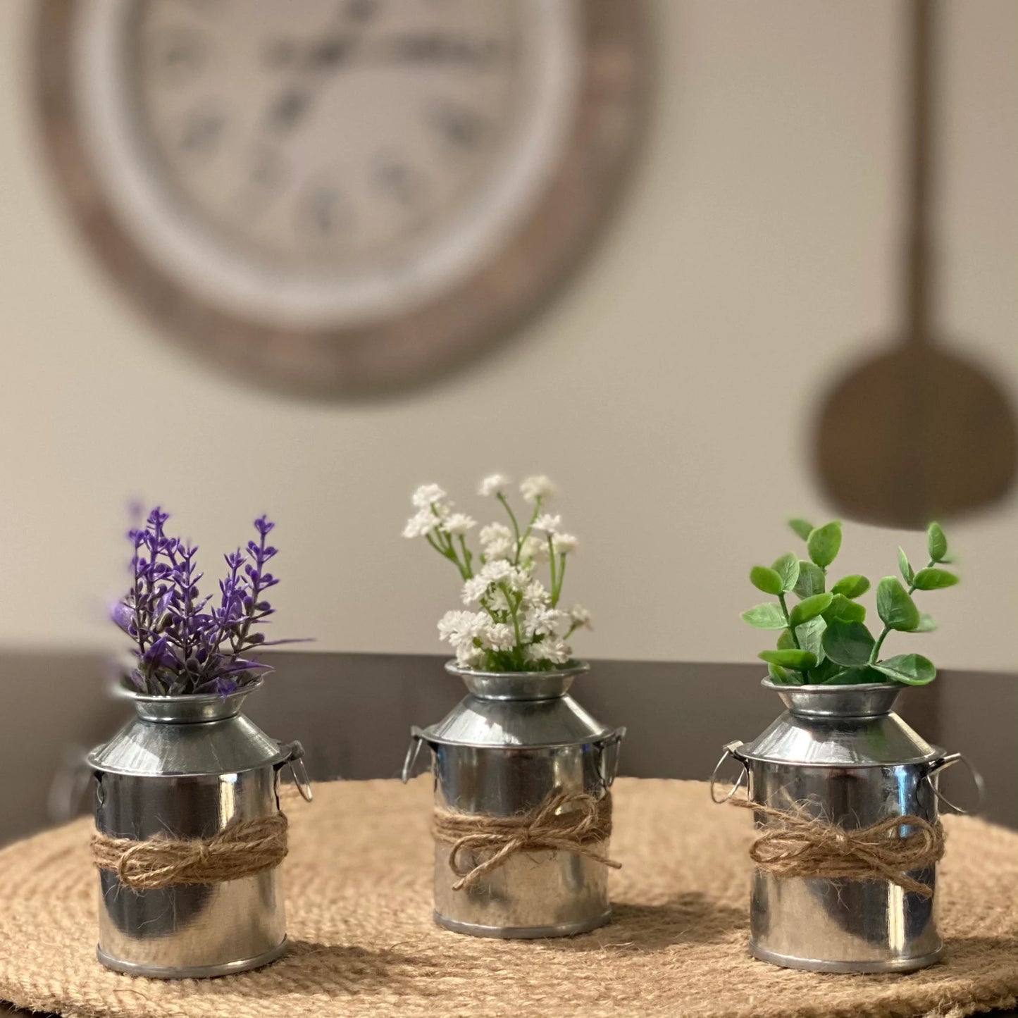 Mini Galvanized Metal Milk Can Floral Arrangement