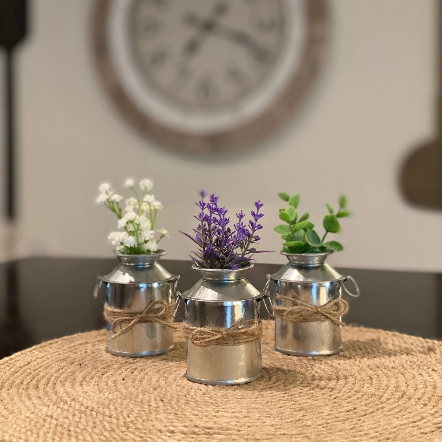 Mini Galvanized Metal Milk Can Floral Arrangement