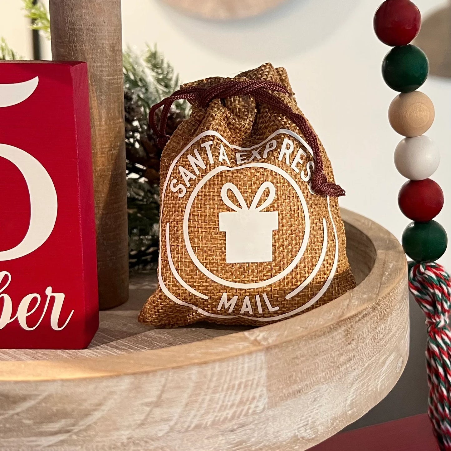 Santa Express Mail Mini Burlap Bag